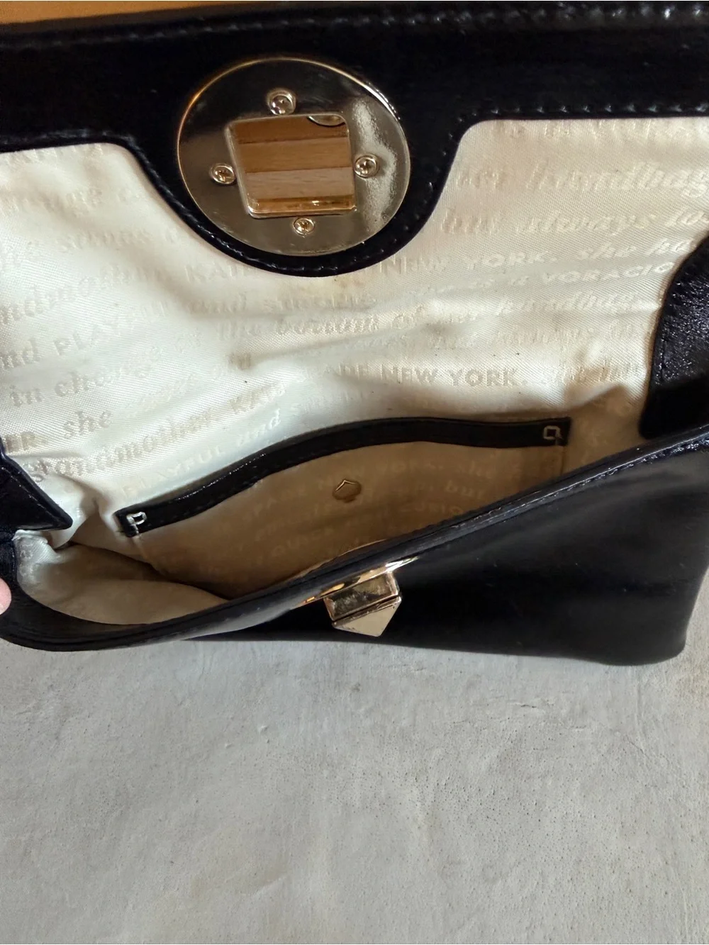 Kate Spade Black Patent Leather Crossbody Clutch Evening Bag